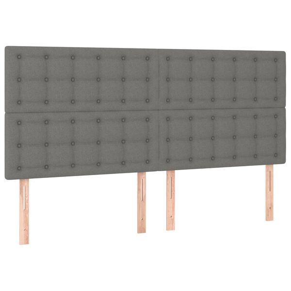 vidaXL T&ecirc;te de lit Gris fonc&eacute; 200x5x118/128 cm Tissu