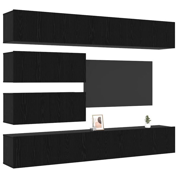 vidaXL Ensemble meuble TV 6 pcs Ch&ecirc;ne noir Bois d'ing&eacute;nierie