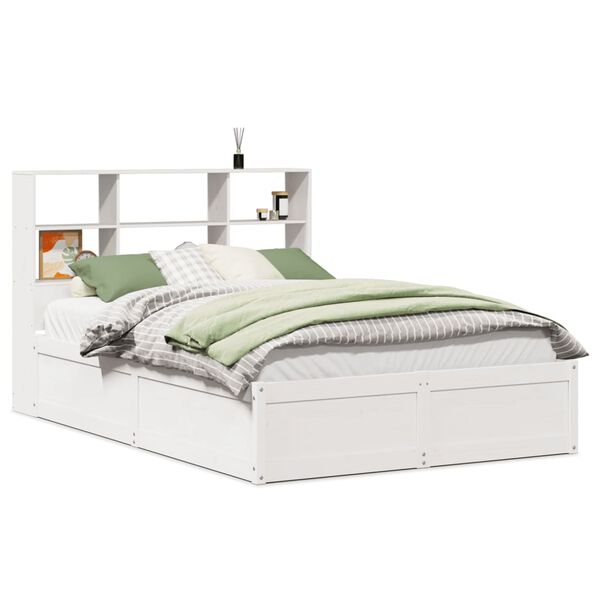 vidaXL Cadre de lit sans matelas blanc 135x190 cm bois de pin massif