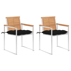 vidaXL Chaises de jardin avec coussins lot de 2 Teck solide et acier