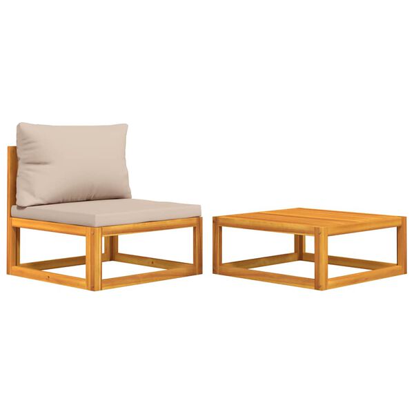 vidaXL Salon de jardin avec coussins 2 pcs bois massif acacia