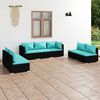 vidaXL Salon de jardin 7 pcs avec coussins R&eacute;sine tress&eacute;e Noir