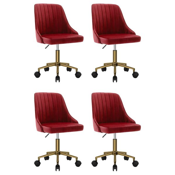 vidaXL Chaises &agrave; manger pivotantes lot de 4 bordeaux velours