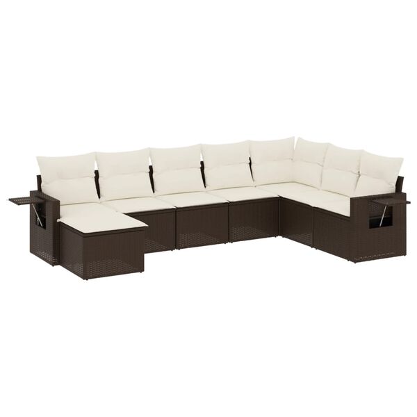 vidaXL Salon de jardin avec coussins 9 pcs marron r&eacute;sine tress&eacute;e