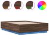 vidaXL Cadre de lit avec LED sans matelas ch&ecirc;ne marron 120x190 cm