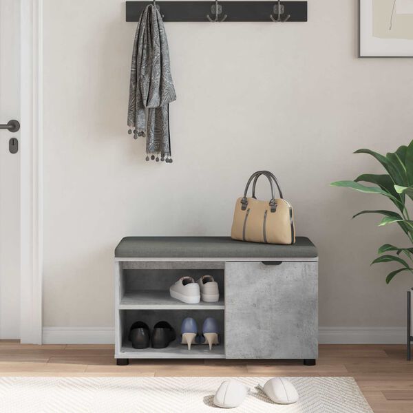 vidaXL Banc d'entr&eacute;e avec coussin Uni Gris b&eacute;ton 80 x 38 x 46 cm