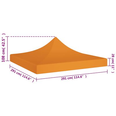 vidaXL Toit de tente de réception 3x3 m Orange 270 g/m²