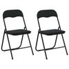 vidaXL Chaise pliante 2 pc Velours Noir 48 x 44 x 78 cm