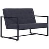 vidaXL Sofa &agrave; 2 places avec accoudoirs Gris fonc&eacute; Acier et tissu