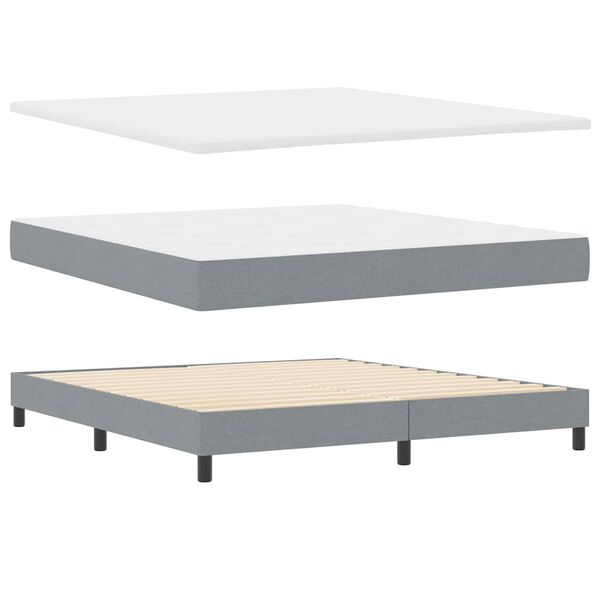 vidaXL Lit boxspring avec matelas Gris clair 180 x 200 cm tissu