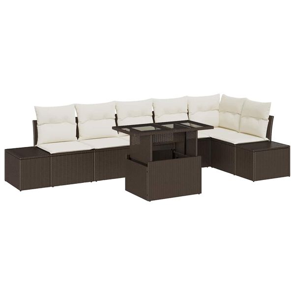 vidaXL Ensemble de canap&eacute; de jardin 7 pcs Marron Poly rotin