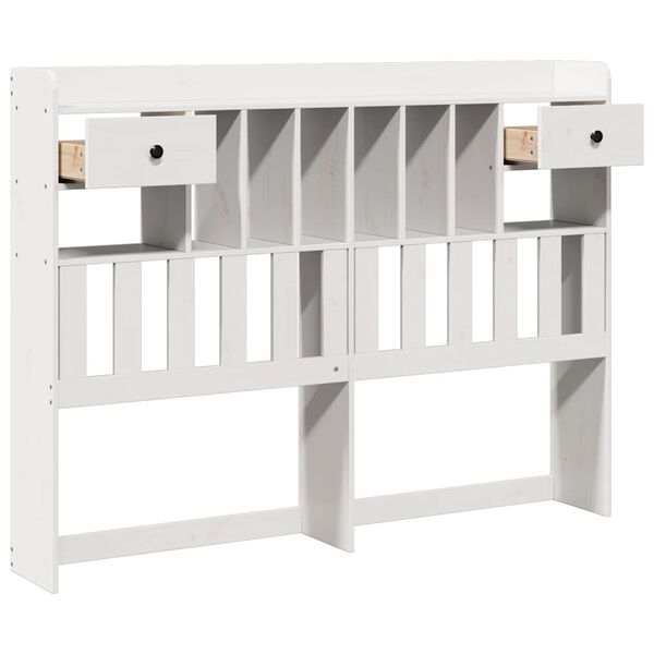 vidaXL T&ecirc;te de lit avec rangement blanc 150 cm bois massif de pin