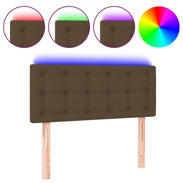 vidaXL T&ecirc;te de lit &agrave; LED Marron Fonc&eacute; 90x5x78/88 cm Tissu
