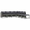 vidaXL Salon de jardin 7 pcs avec coussins R&eacute;sine tress&eacute;e Gris