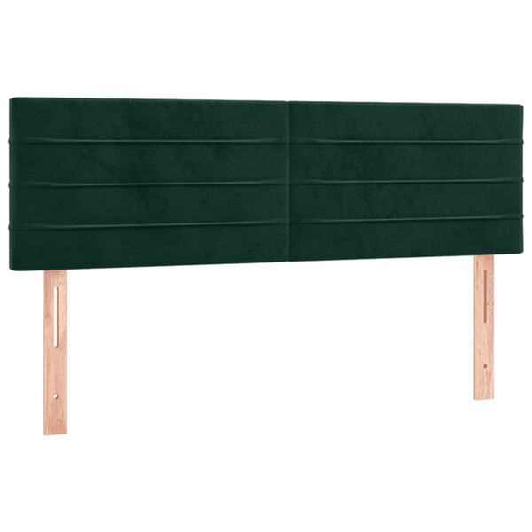 vidaXL T&ecirc;tes de lit 2 pcs Vert fonc&eacute; 72x5x78/88 cm Velours