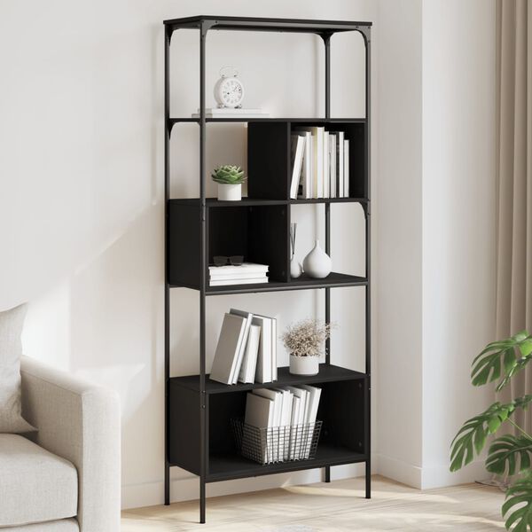 vidaXL Biblioth&egrave;que 5 niveaux noir 76x33x188,5 cm bois d'ing&eacute;nierie