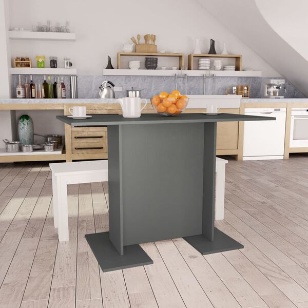 vidaXL Table de salle &agrave; manger Gris 110 x 60 x 75 cm Agglom&eacute;r&eacute;