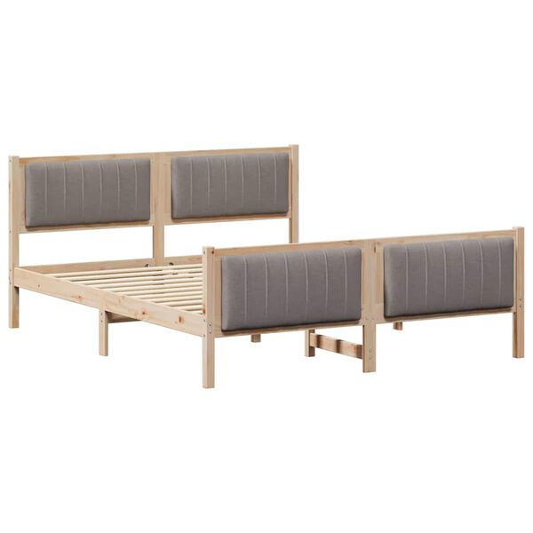 vidaXL Cadre de lit Marron et taupe 150 x 200 cm Bois massif en pin