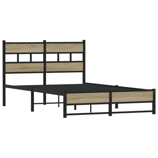 vidaXL Cadre de lit en métal sans matelas chêne sonoma 120x190 cm