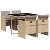 vidaXL Ensemble &agrave; manger de jardin coussins 5 pcs m&eacute;lange beige rotin