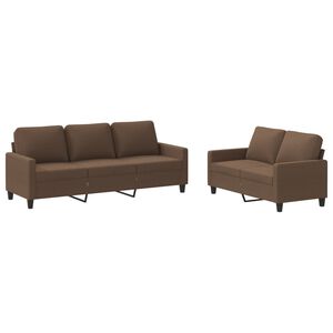 vidaXL Ensemble de canap&eacute;s 2 pcs avec coussins Marron Tissu