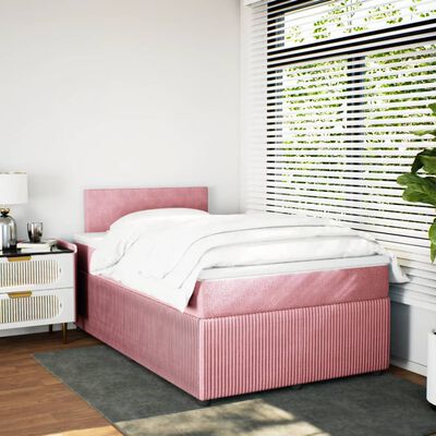 vidaXL Sommier à lattes de lit avec matelas Rose 120x200 cm Velours