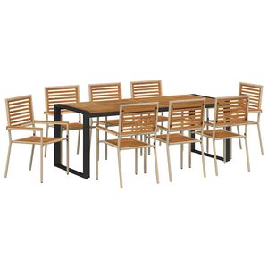 vidaXL Ensemble de salle &agrave; manger pour jardin 9 pc Beige et Marron