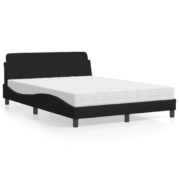 vidaXL Lit avec matelas Dover noir 140x190 cm tissu