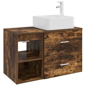 vidaXL Ensemble de mobilier de salle de bain 2 pcs Ch&ecirc;ne fum&eacute;