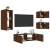vidaXL Meuble TV muraux 4 pcs avec lumi&egrave;res LED ch&ecirc;ne marron