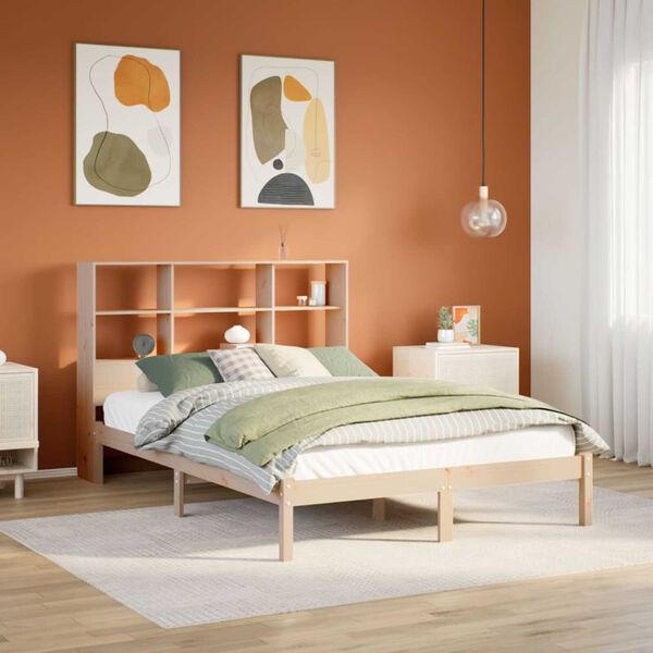vidaXL Lit biblioth&egrave;que sans matelas 135x190 cm bois de pin massif