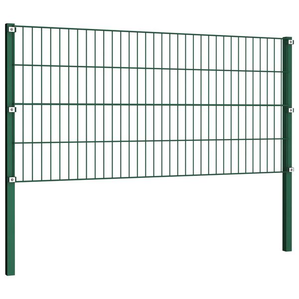 vidaXL Panneau de cl&ocirc;ture avec poteaux en fer 176,5 x 80 cm Vert