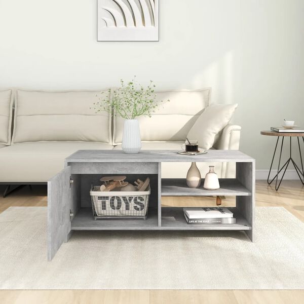 vidaXL Table basse gris b&eacute;ton 102x50x45 cm bois d'ing&eacute;nierie