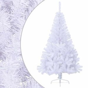 vidaXL Sapin de No&euml;l artificiel moiti&eacute; avec support blanc 120 cm PVC