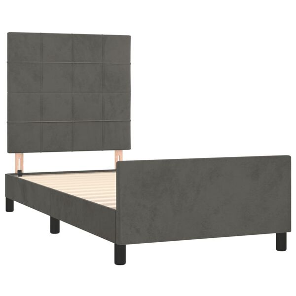vidaXL Cadre de lit sans matelas gris fonc&eacute; 90x190 cm velours
