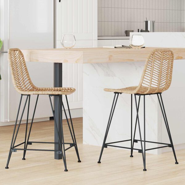 vidaXL Chaise de bar 2 pcs Naturel 44,5 x 54,5 x 97,5 cm