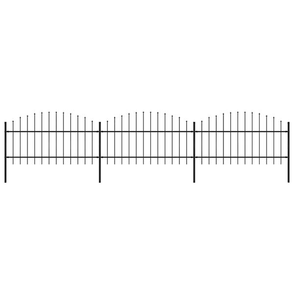 vidaXL Cl&ocirc;ture de jardin avec dessus en forme de lance en acier 537 x 125 cm Noir