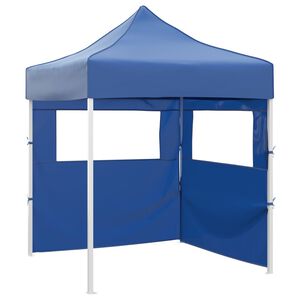 vidaXL Tente de r&eacute;ception pliable avec 2 parois 2x2 m Acier Bleu