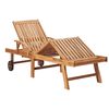 vidaXL Chaise longue avec coussin vert vif Bois de teck solide