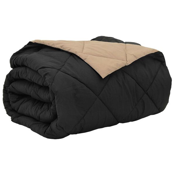 vidaXL Duvet d'&eacute;t&eacute; simple Noir et Taupe 240 x 200 cm Microfibre