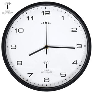 vidaXL Horloge murale radioguid&eacute;e Mouvement &agrave; quartz 31 cm Blanc/noir