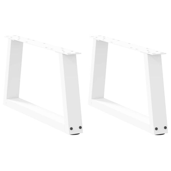 vidaXL Pieds de table basse en forme de V, 2 pi&egrave;ces, blanc, 60 x (30-31,3) cm, acier