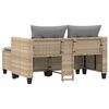 vidaXL Canap&eacute; de jardin 2 places avec tabourets beige r&eacute;sine tress&eacute;e
