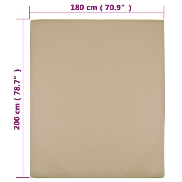 vidaXL Drap-housse Jersey Taupe 180x200 cm Coton