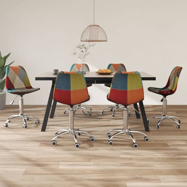 vidaXL Chaises pivotantes &agrave; manger lot de 6 Patchwork Tissu