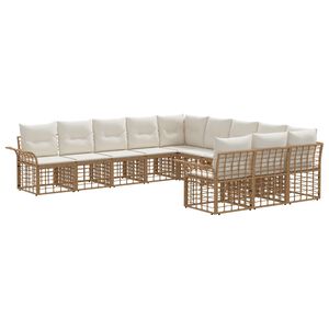 vidaXL Ensemble de canap&eacute;s d'ext&eacute;rieur 11 pc Blanc Naturel et Cr&egrave;me