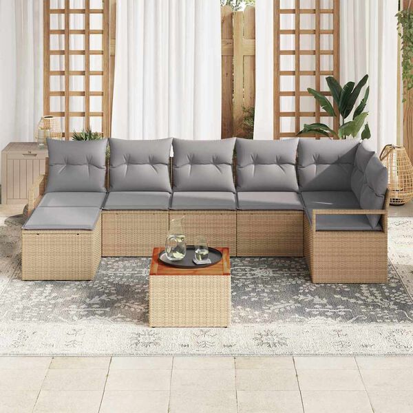 vidaXL Ensemble de canap&eacute; de jardin 8 pcs Beige et Gris clair