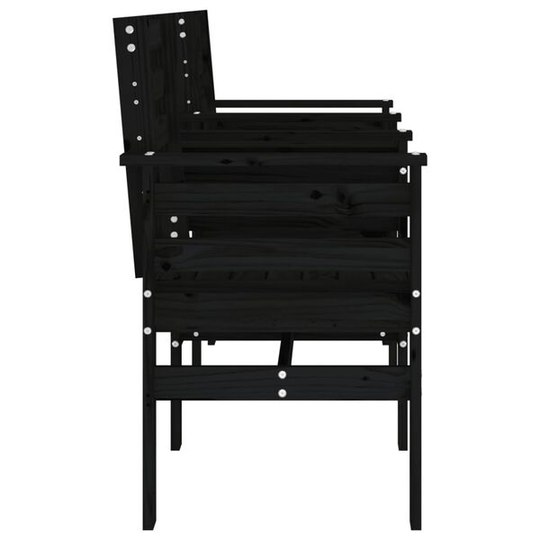 vidaXL Banc de jardin avec table 2 places noir bois massif de pin