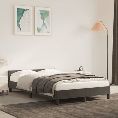 vidaXL Cadre de lit avec tête de lit gris foncé 120x190 cm velours