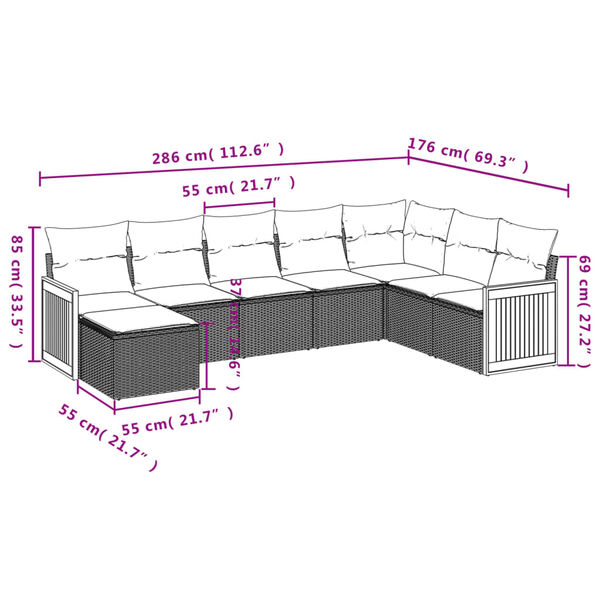vidaXL Salon de jardin avec coussins 8 pcs beige r&eacute;sine tress&eacute;e